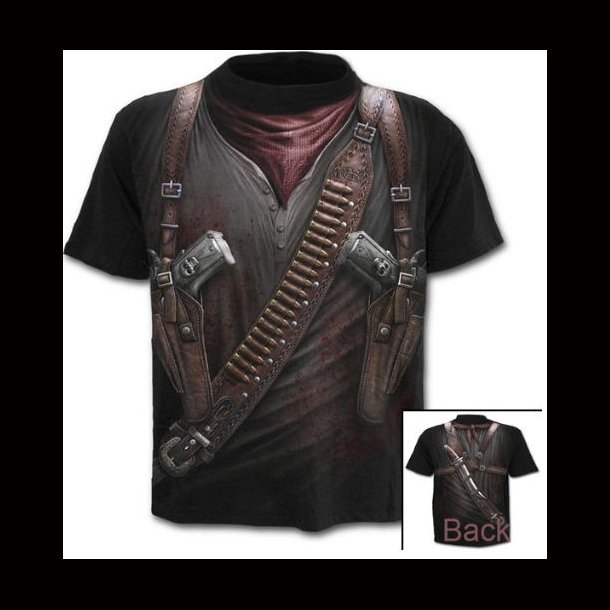 Gothic Gun Print T shirt