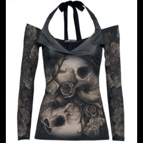 Halter Neck Skull Print Top