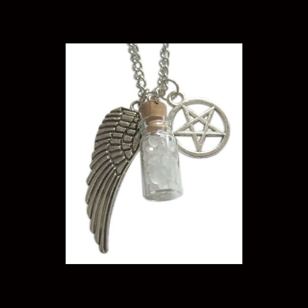 Angel Wings Pentagram Salt Bottle Necklace