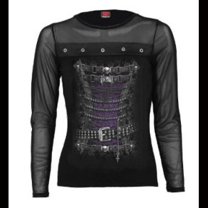 Waisted Corset Gothic Rock - Mesh Sleeve Top
