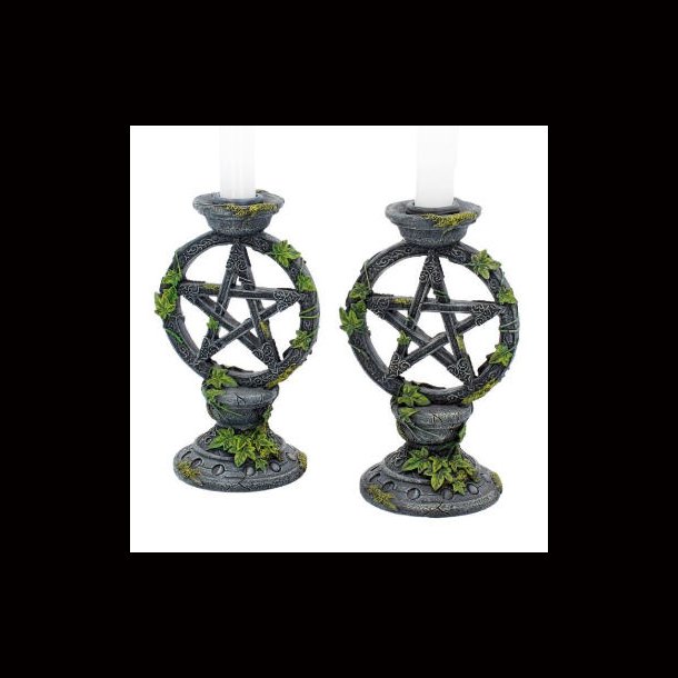 Wiccan Pentagram Candlesticks 15cm Set of 2