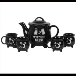 Witches Brew Ceramic Cauldron Tea Set