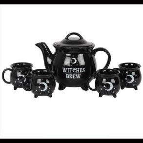 Witches Brew Ceramic Cauldron Tea Set