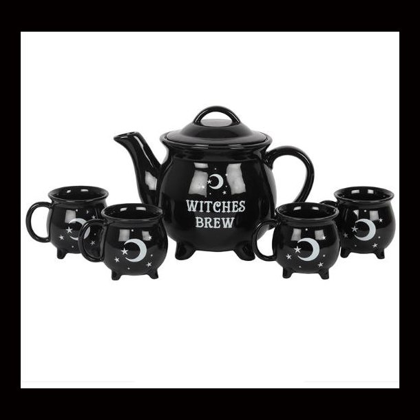 Witches Brew Ceramic Cauldron Tea Set