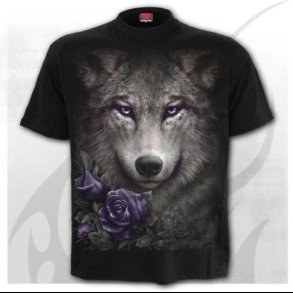 Wolf Roses - Front Print T-Shirt Black