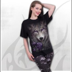 Wolf Roses - Front Print T-Shirt Black