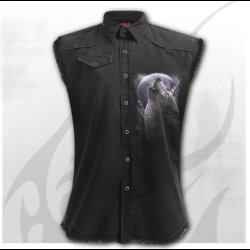 Wolf Soul Sleeveless Stone Washed Worker Black