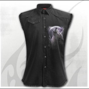 Wolf Soul Sleeveless Stone Washed Worker Black