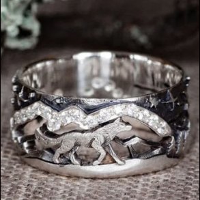 Wolf in forest viking  ring