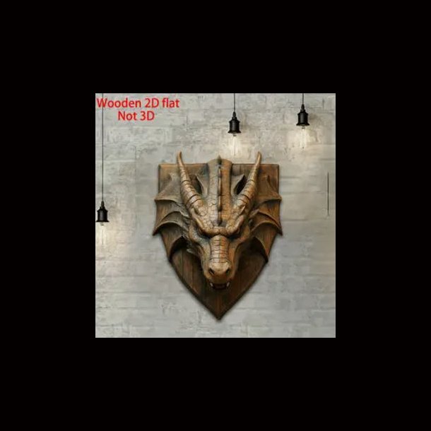 Wooden Dragon Head Wall Decor in 2D