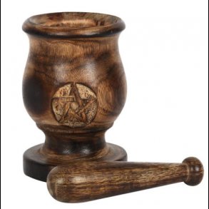 Wooden Pentagram Pestle and mortar
