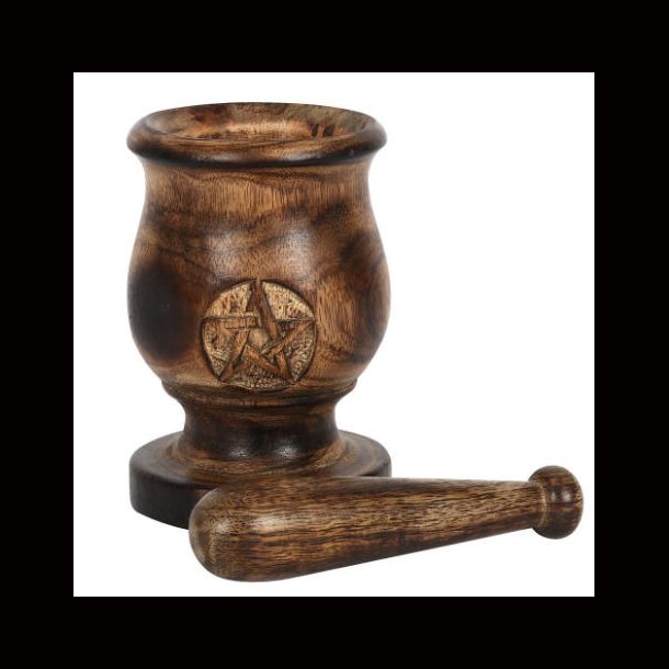 Wooden Pentagram Pestle and mortar