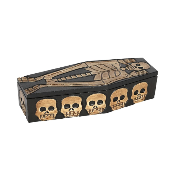 Wooden Skeleton Coffin Box 
