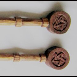 Wooden Wand hand carved with Pentagrams