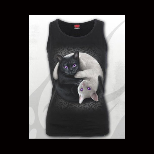 Yin Yang Cats  - Razor Back Top Black