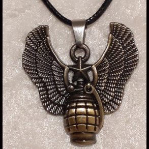 Angel wing Grenade Pendant Bronze
