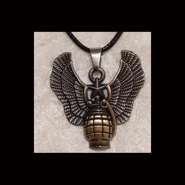 Angel wing Grenade Pendant Bronze