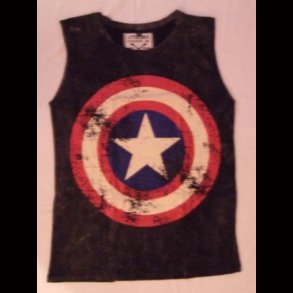 Captain America Star, Stone Wash Vest Top