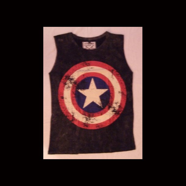 Captain America Star, Stone Wash Vest Top