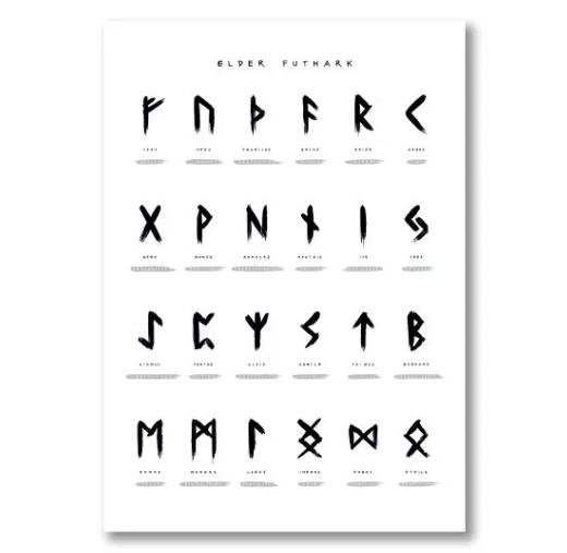 Elder Futhark Canvas Wall Art 50 x 70 cm - Forskelige Ting - darkwolfgothic