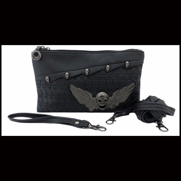 Gothic Skull Wing Lafies Clutc Handbag