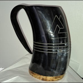 Engraved Viking Drinking Horn Tankard