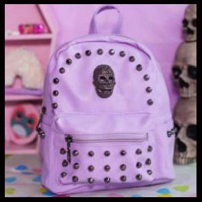 Pastel Lilac Skull Head Vegan Mini Backpack