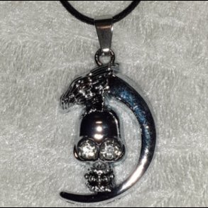 Eagle  Moon and Skull Pendant Silver Colour