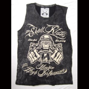 Skull Rider Stone Wash Vest Top