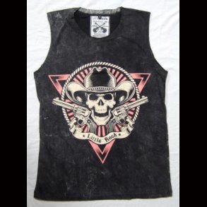 Skull Sheriff Stone Wash Vest Top