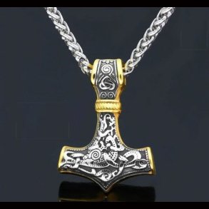 Thor Hammer Pendant Large Gold