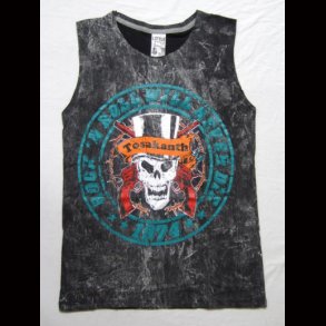 Toskanth Skull Stone Wash Vest Top