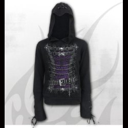 Waisted Corset - Black Ribbon Gothic Hoody Black