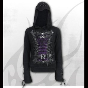 Waisted Corset - Black Ribbon Gothic Hoody Black