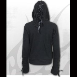 Waisted Corset - Black Ribbon Gothic Hoody Black